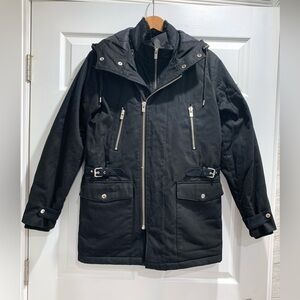 The Kooples Black Military Double Zipped Parka Size S